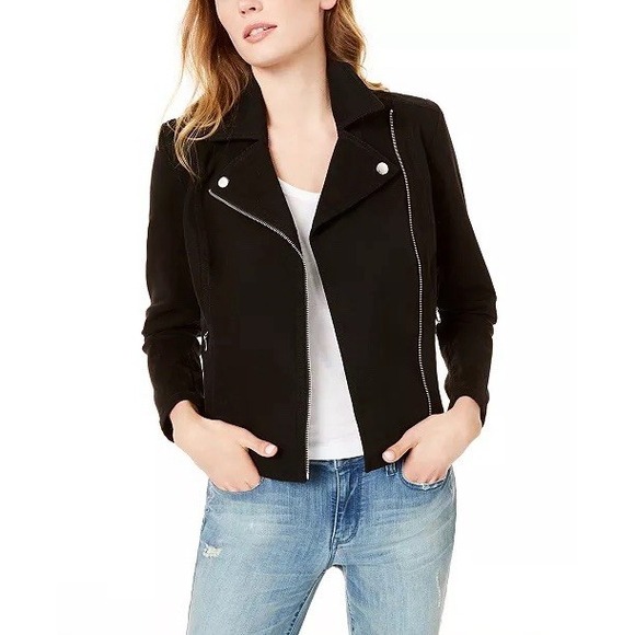 Maison Jules Black Faux Soft Moto/Biker Jacket Size Medium NWOT - Picture 1 of 5